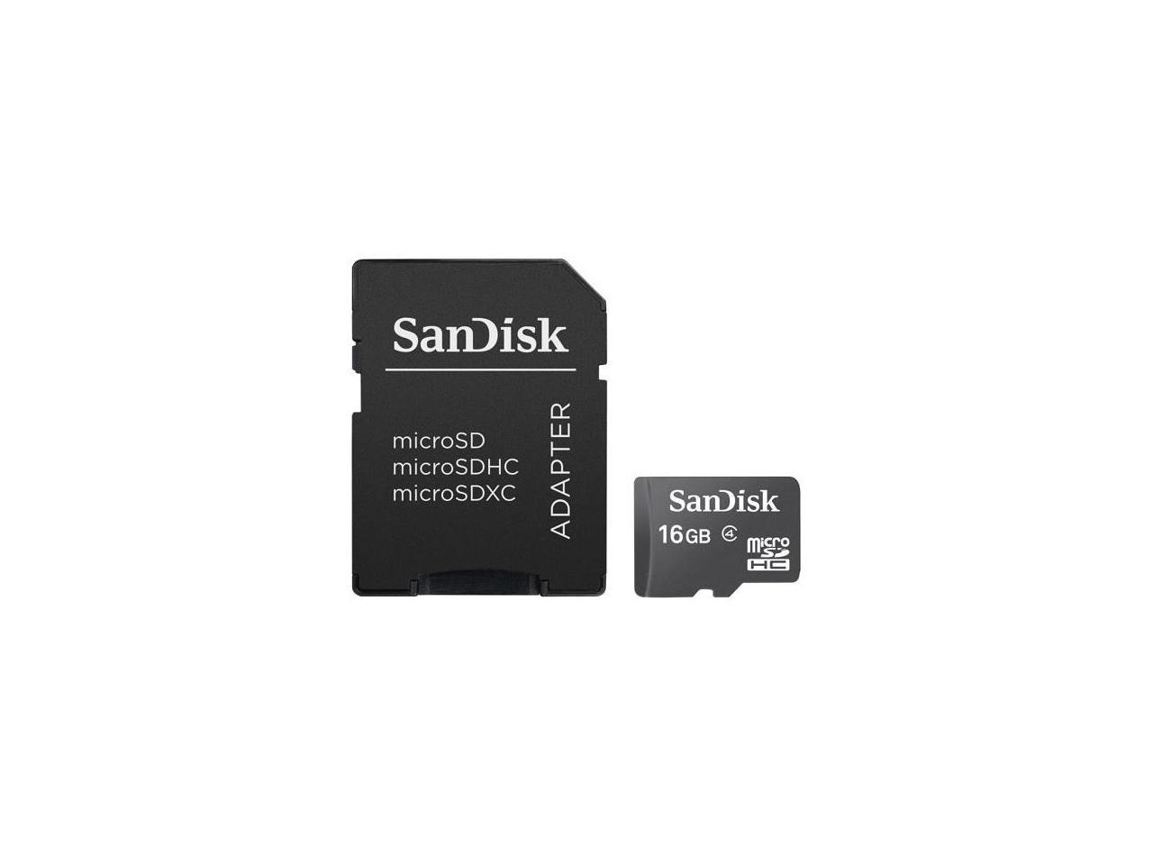 Sandisk Class 4 C4 Ultra Microsdhc Micro Sd Hc Sdhc Tf Memory Card 16g 16gb W Adapter Plastic 3349