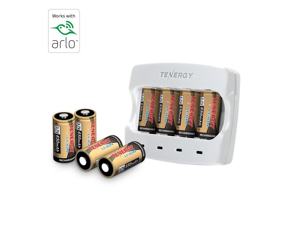 8 Pcs Arlo Certified: Tenergy 3.7V 650mAh Arlo Batteries Fast Charger for Arlo Wireless HD Cameras UL/UN/CE/FCC Listed VMC3030/VMK3200/VMS3330/3430/3530 
