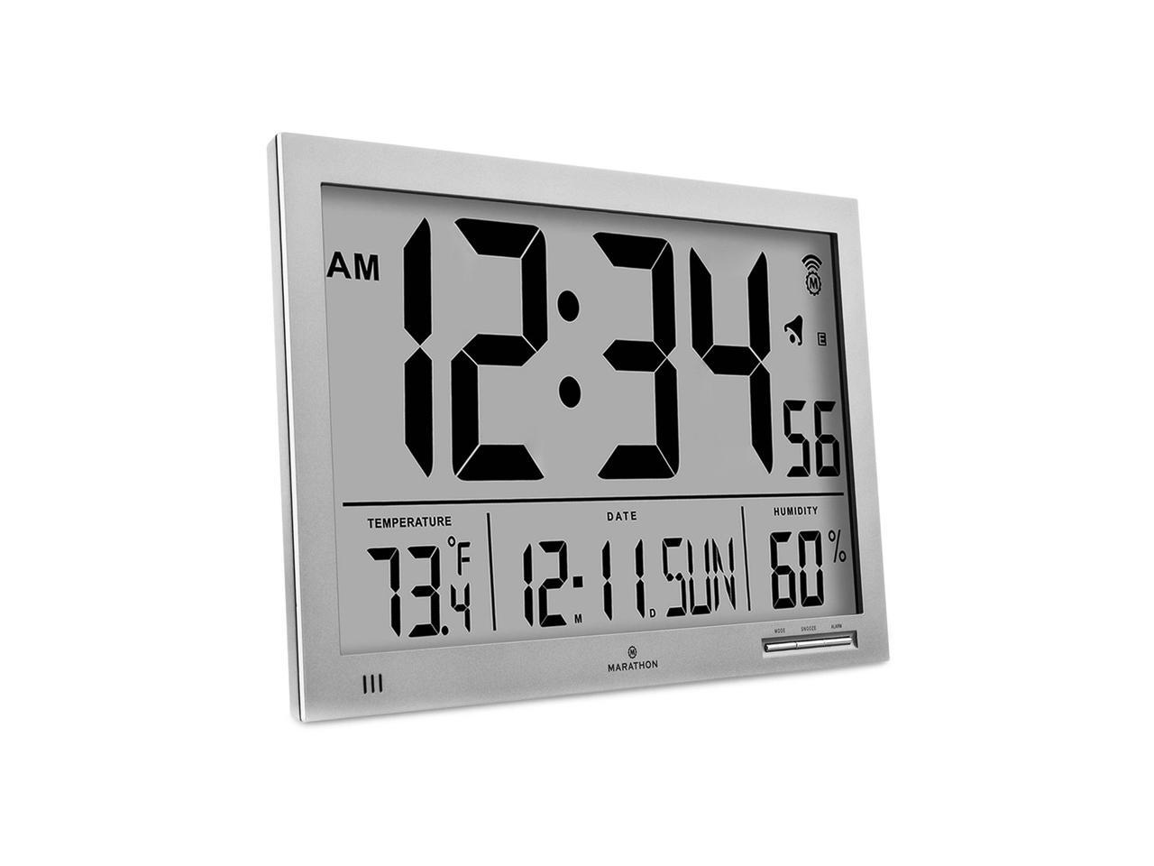 Marathon CL030062GG Slim-Jumbo Atomic Digital Wall Clock Gray - Newegg.com