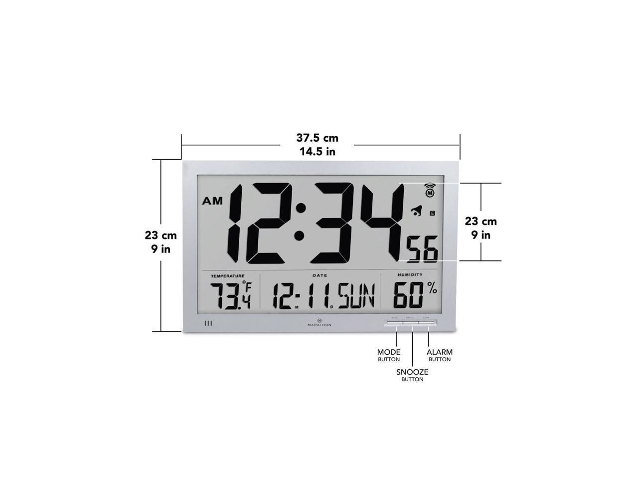 Marathon CL030062GG Slim-Jumbo Atomic Digital Wall Clock Gray - Newegg.com