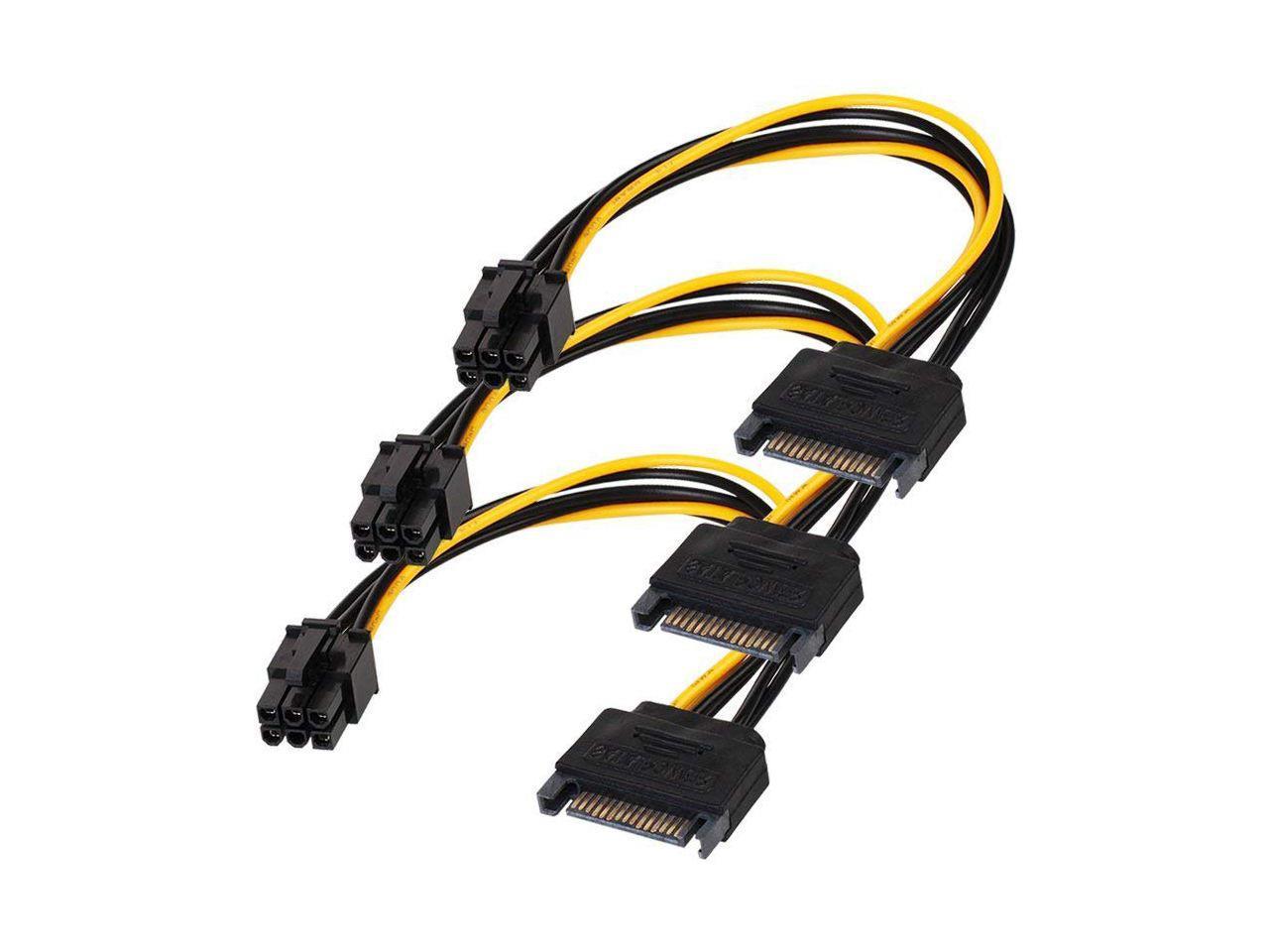 Sata 15 Pin To 6 Pin Power Cable 3 Pack 15 Pin Sata To 6 Pin Pci Express Power Adapter Cable 8 6339