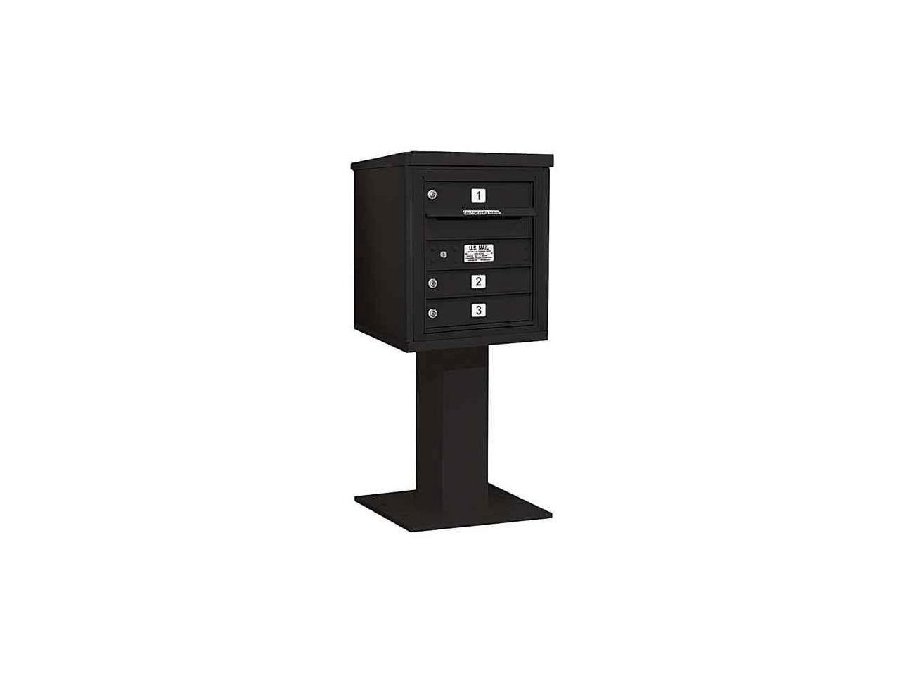 Black Salsbury Industries 3405S-03BLK 4C Pedestal Mailbox