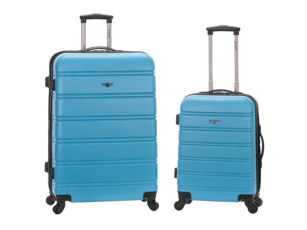 rockland melbourne 2pc abs spinner luggage set