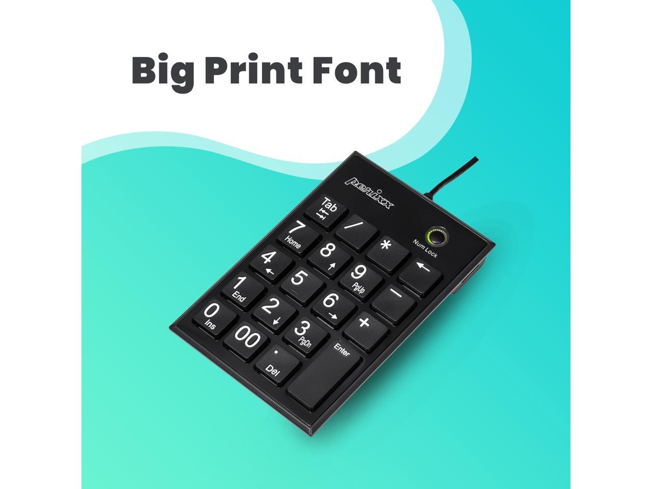 Perixx PPD202U Wired Number Keypad Scissor Key Switches Shortcut Keys