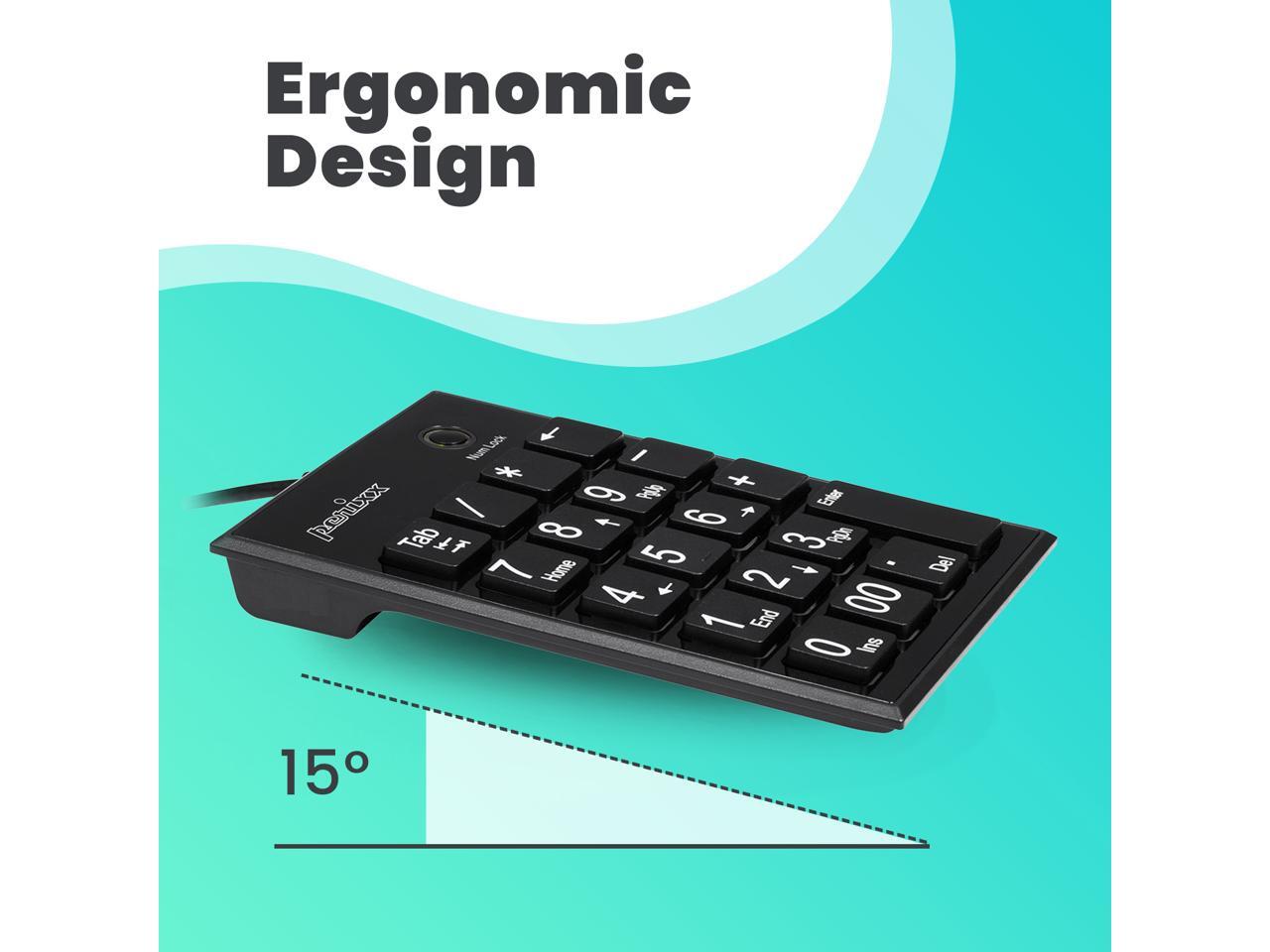 Perixx PPD202U Wired Number Keypad Scissor Key Switches Shortcut Keys