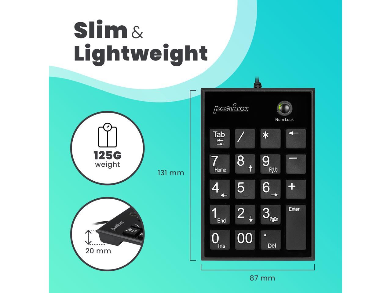 Perixx PPD202U Wired Number Keypad Scissor Key Switches Shortcut Keys