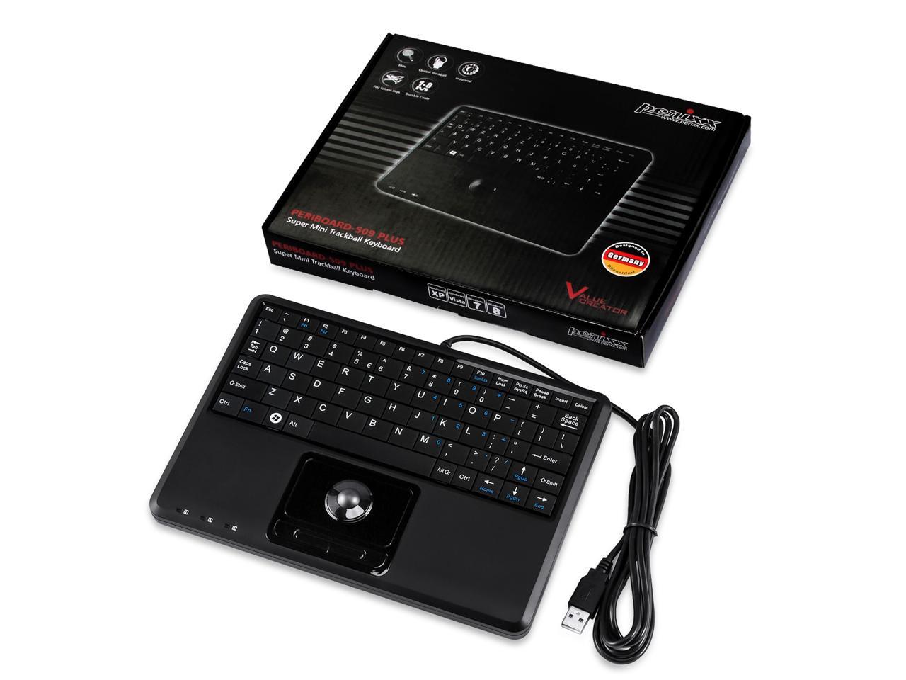 Perixx PERIBOARD509H PLUS Wired Keyboard with Trackball 2 extra