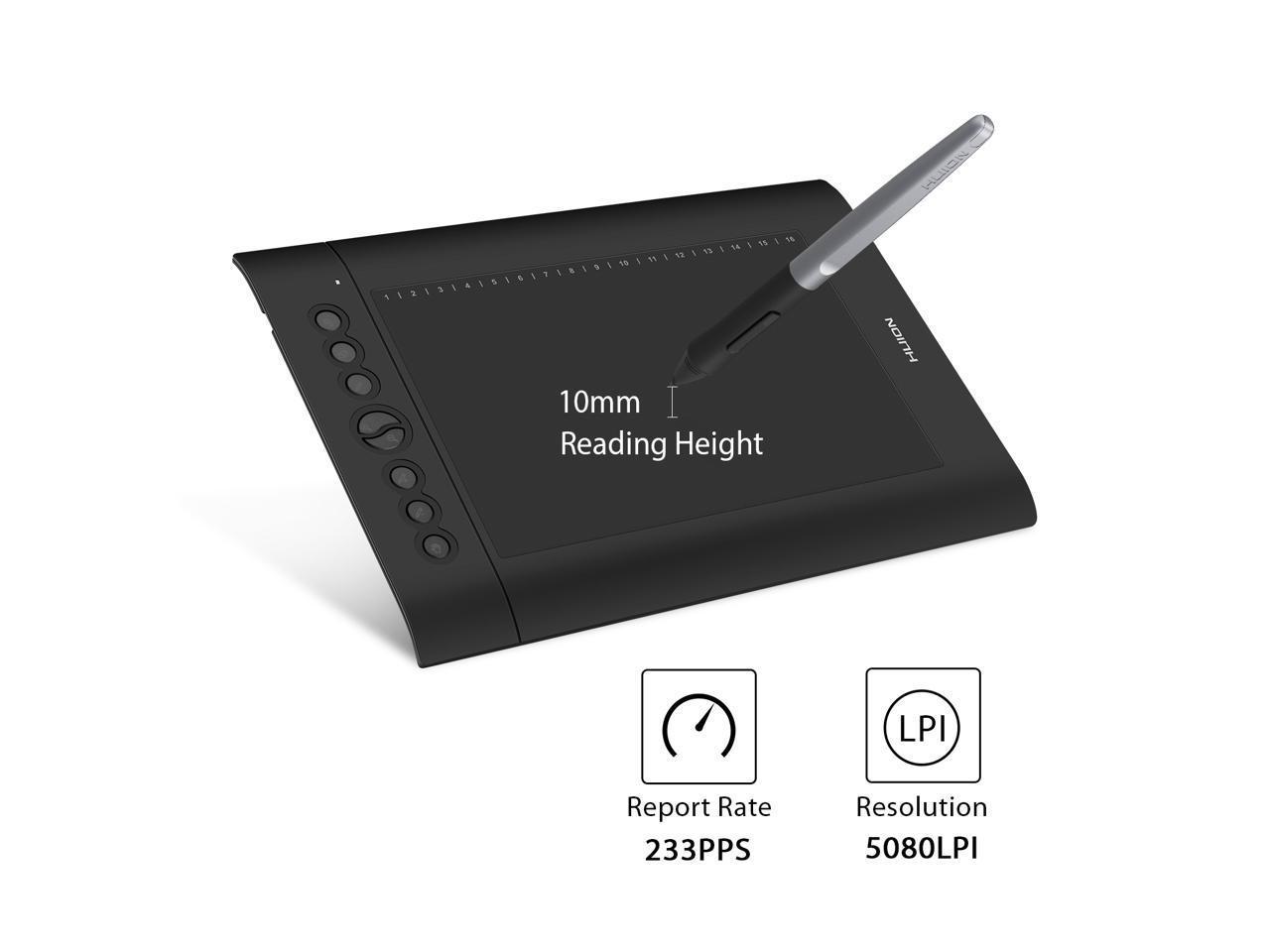 Huion H610PRO V2 Painting Drawing Pen Graphics Tablet 10x6 Inch with  Battery-free Stylus Tilt Function and 8192 Pressure Sensitivity and 8  Shortcut 