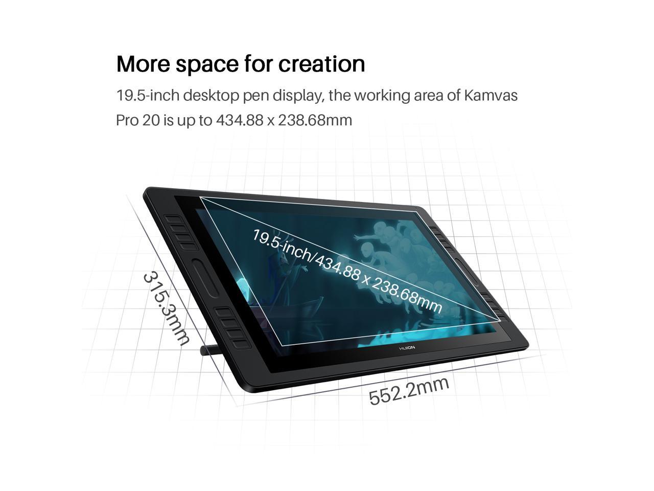 Huion Kamvas Pro Gt 192 Graphics Drawing Tablet Monitor Tilt Function Battery Free 8192 Levels Pressure Sensitivity With 8 Press Keys 1 Touch Bar Both Side 19 53 Inches Newegg Com