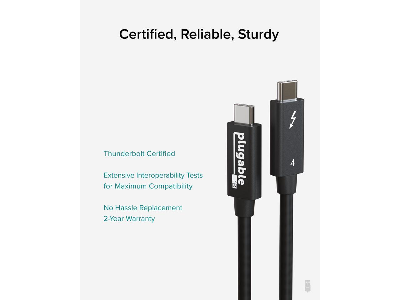 Plugable Thunderbolt 4 Cable [Thunderbolt Certified] 6.4ft USB4 Cable