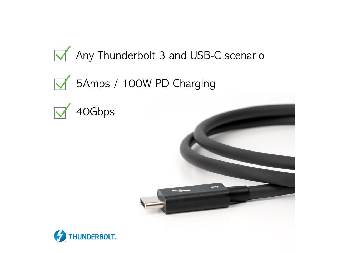 Plugable Thunderbolt 3 Cable 40Gbps Supports 100W (20V, 5A) Charging, 2 ...