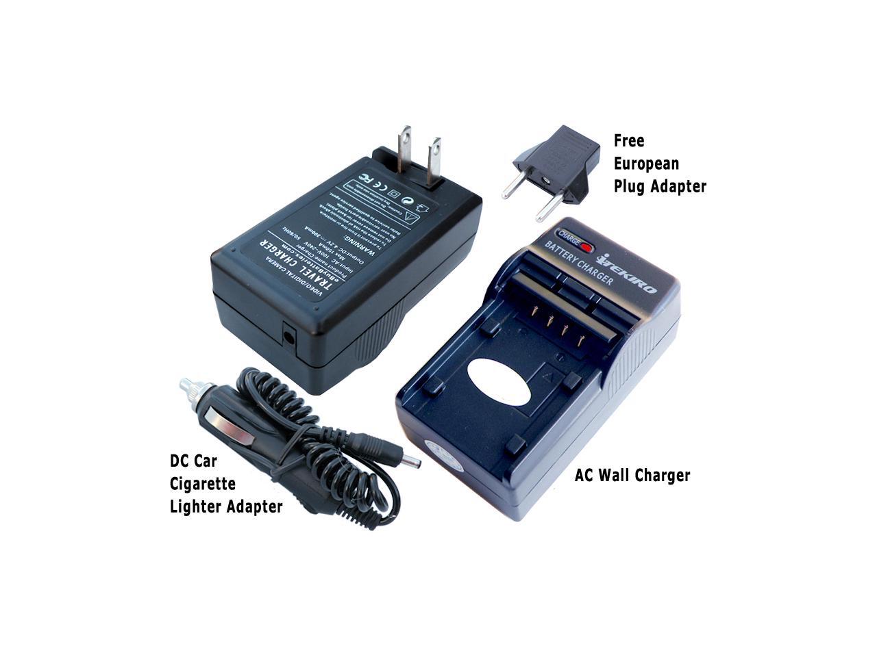 iTEKIRO AC Wall DC Car Battery Charger Kit for Sharp VL-Z1E VL-Z1H VL-Z1S VL-Z1U VL-Z3 iTEKIRO 10-in-1 USB Charging Cable