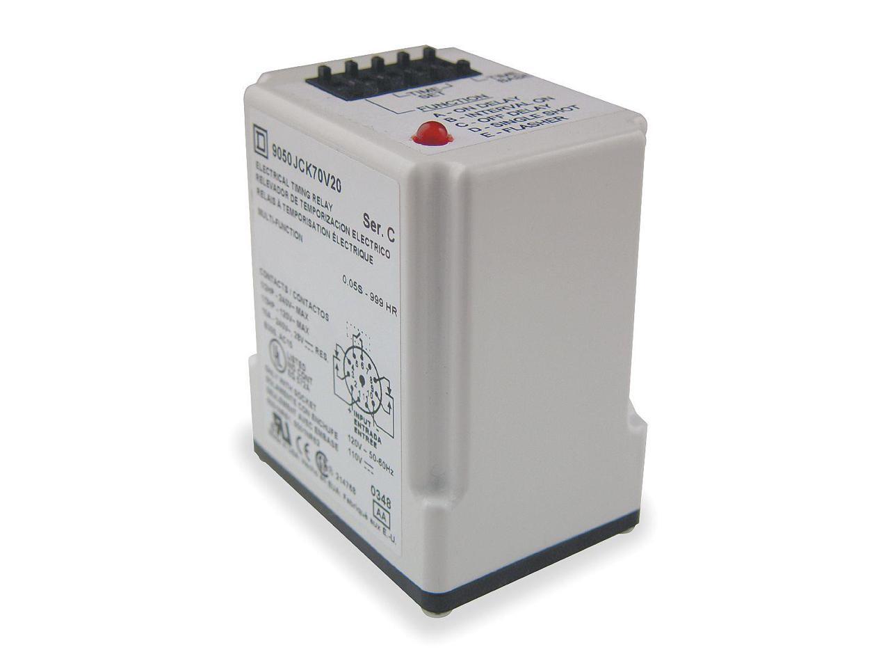 SQUARE D 9050JCK70V20 Time Delay Relay,120VAC,10A,DPDT