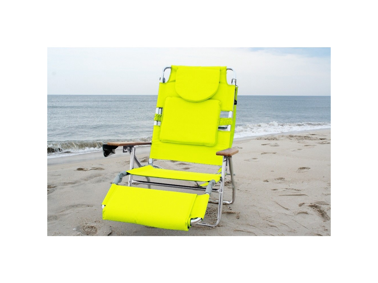 Ostrich Deluxe Padded 3-N-1 Outdoor Lounge Reclining Beach Chair, Lime