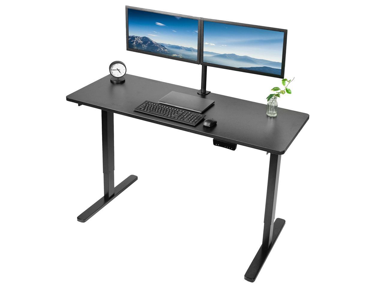 Height Adjustable Standing Workstation with Simple 2 Button Controller Black Frame VIVO Electric 60 x 24 inch Stand Up Desk DESK-KIT-B06C Light Wood Table Top 