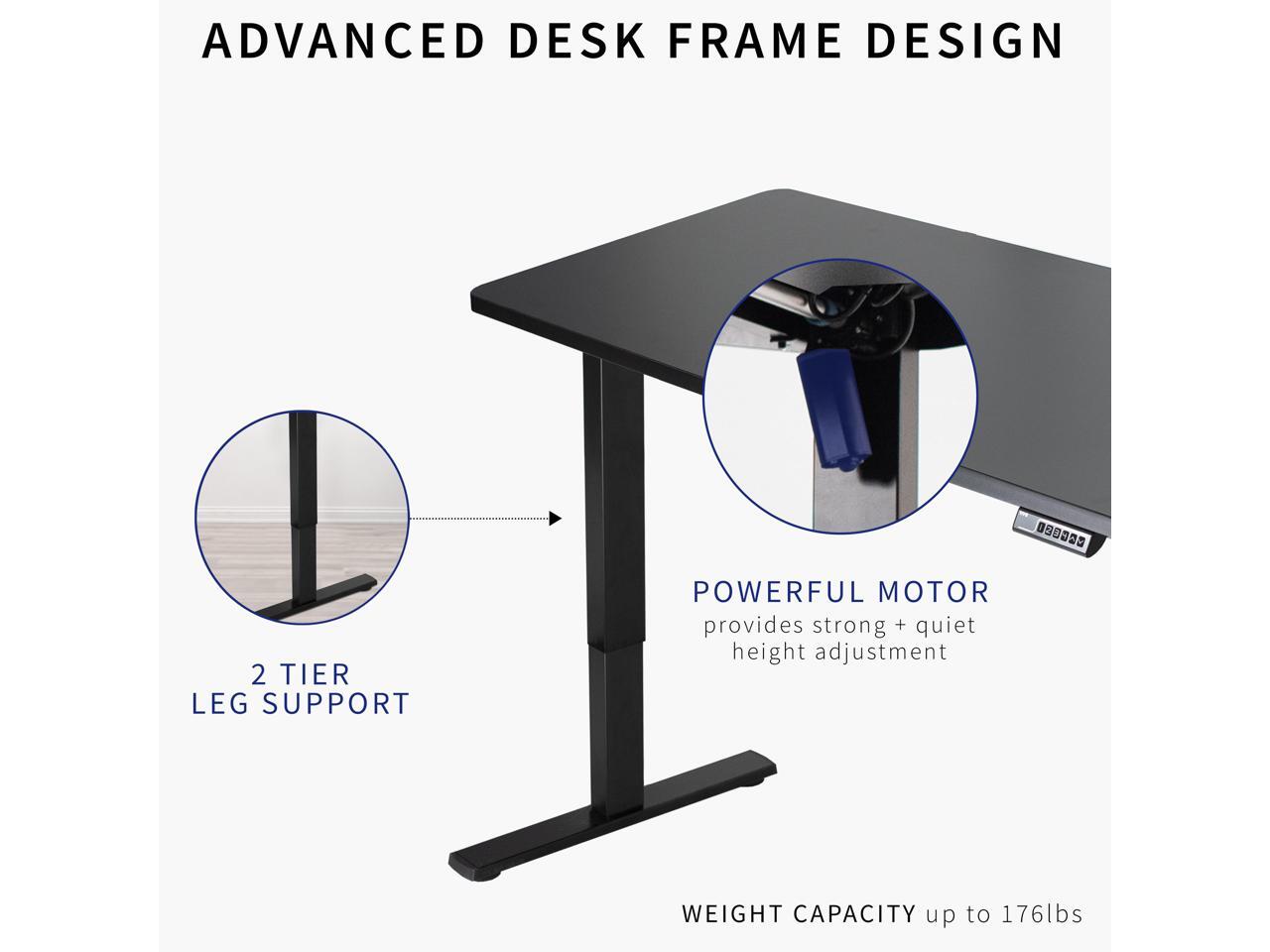 VIVO Electric 60 x 24 Stand Up Desk Black Solid OnePiece Table Top