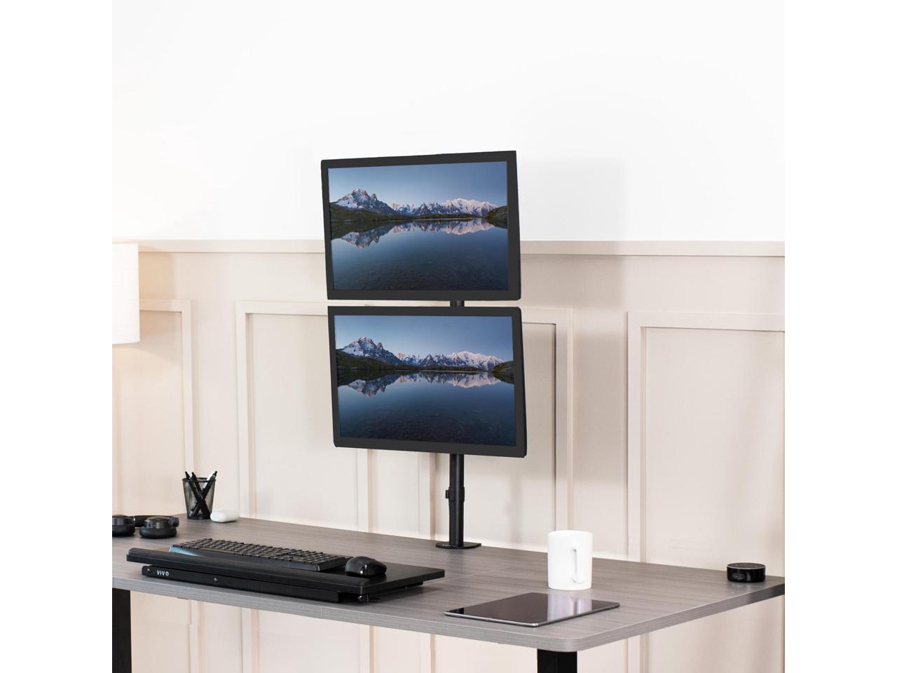 VIVO Black Dual LCD Monitor Desk Mount Stand, Stacked Array, Holds ...