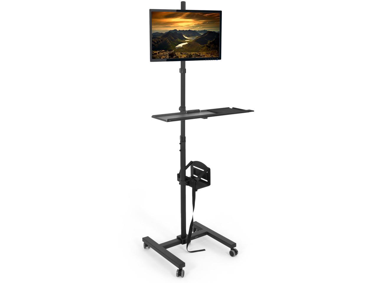 Adjustable PC Mobile Cart Office Compact Desktop Computer Monitor Stand w/ wheel 