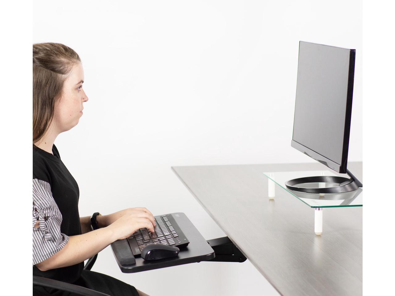 VIVO Adjustable Computer Keyboard & Mouse Platform Tray Under Table