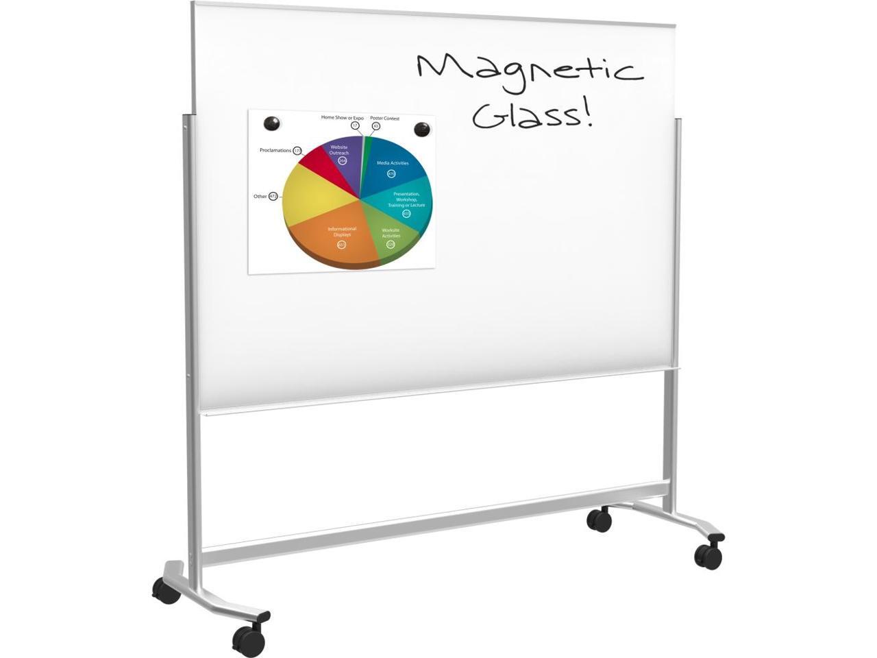 BestRite 74951 Visionary Move Mobile Glass Whiteboard, 72 x