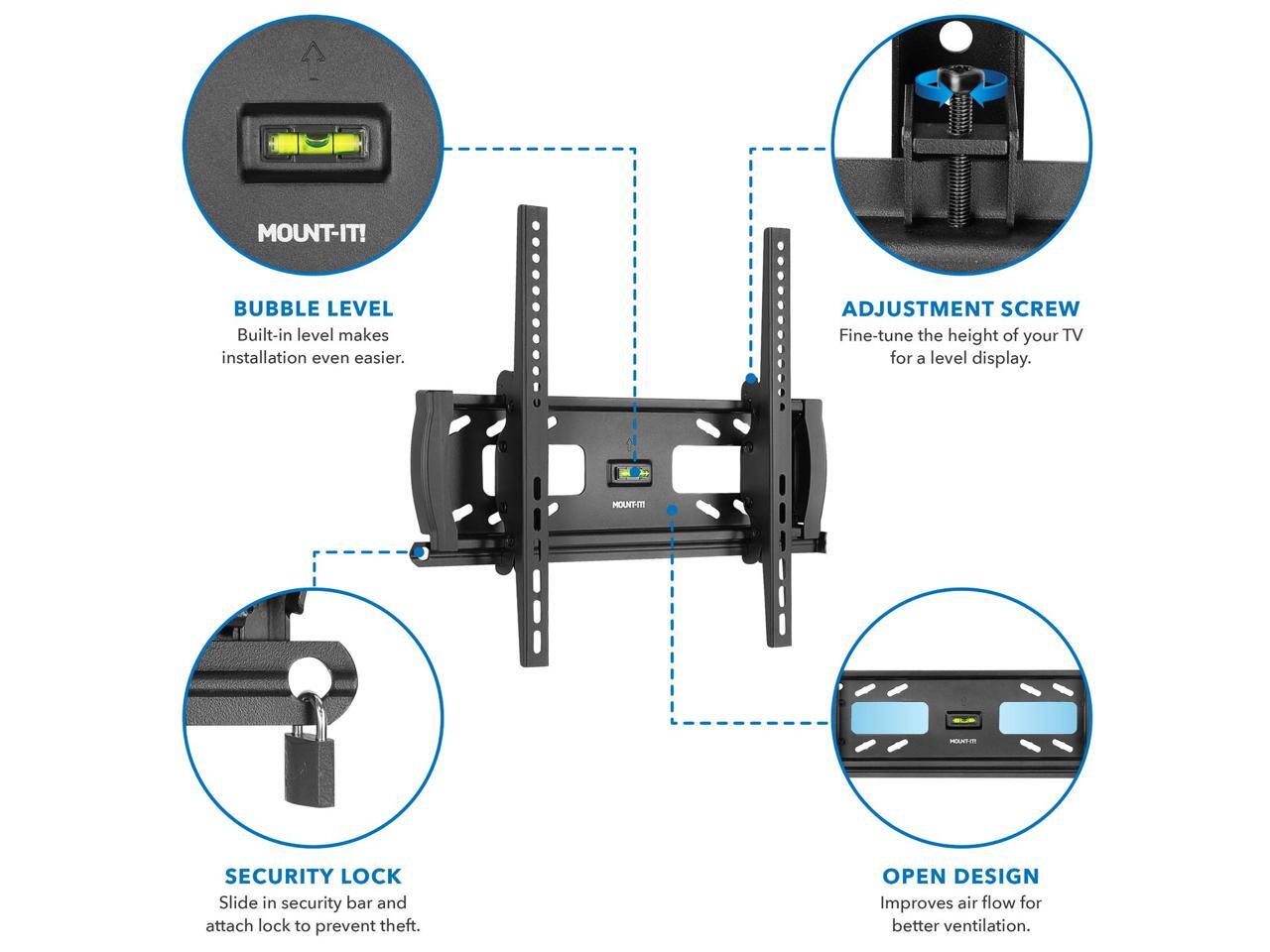 MountIt! Lockable AntiTheft TV Wall Mount Fits 32 55 Inch TVs UL