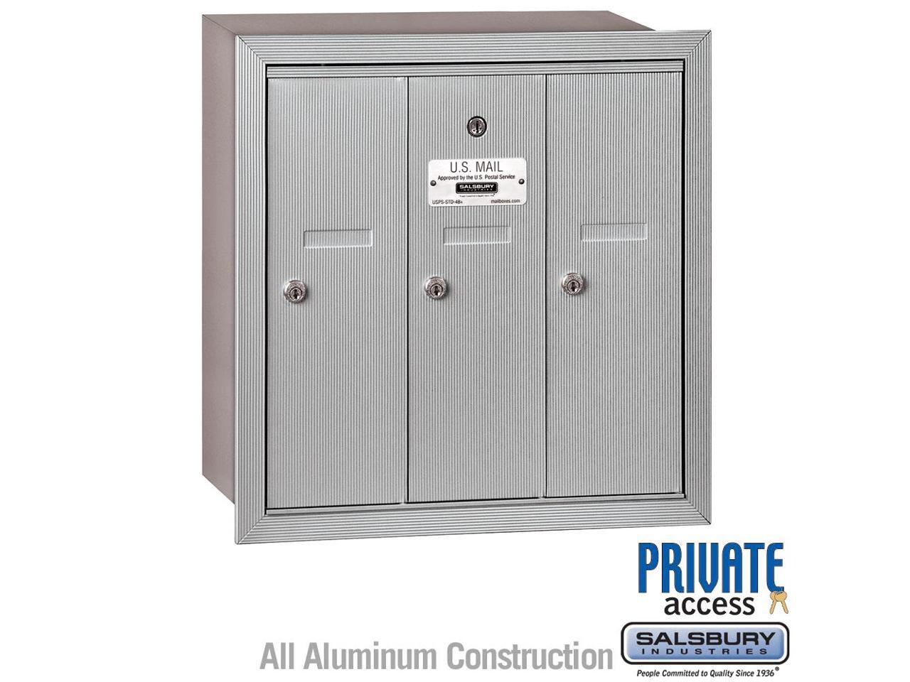 Aluminum Salsbury Industries 3504ASU Surface Mounted Vertical Mailbox with 4 Doors and USPS Access