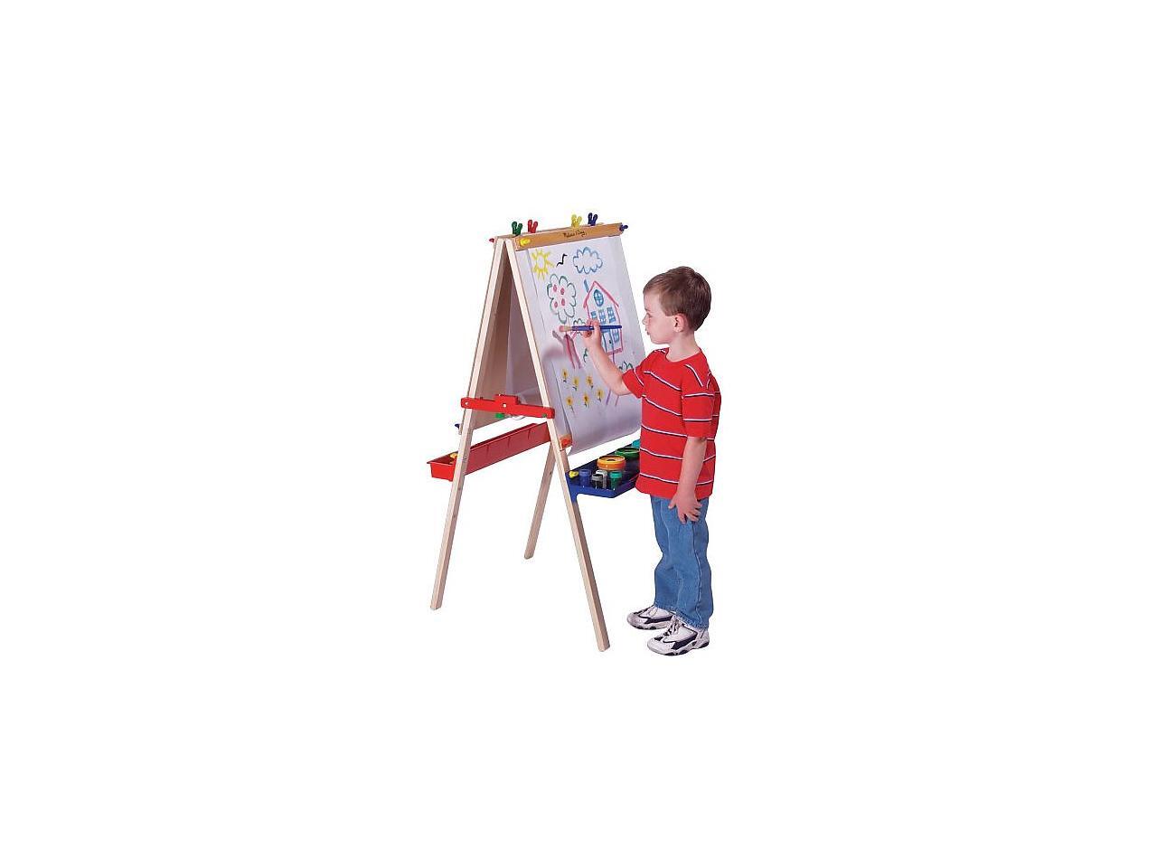 Melissa and Doug Deluxe Standing Art Easel, Dry Erase Board, Chalkboard