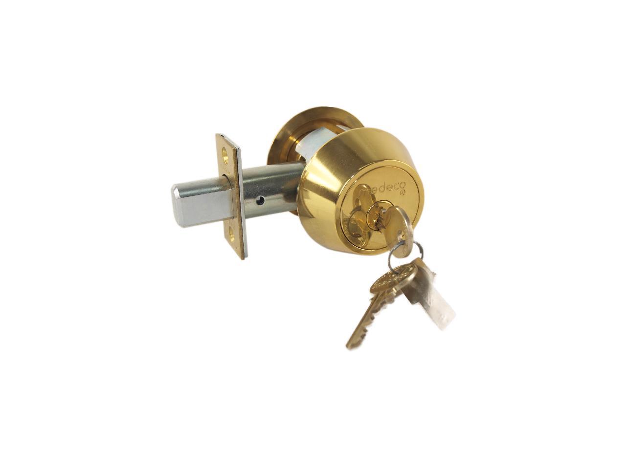 Medeco 1102020500 Bright Brass, Double Cylinder Tubular Deadlock
