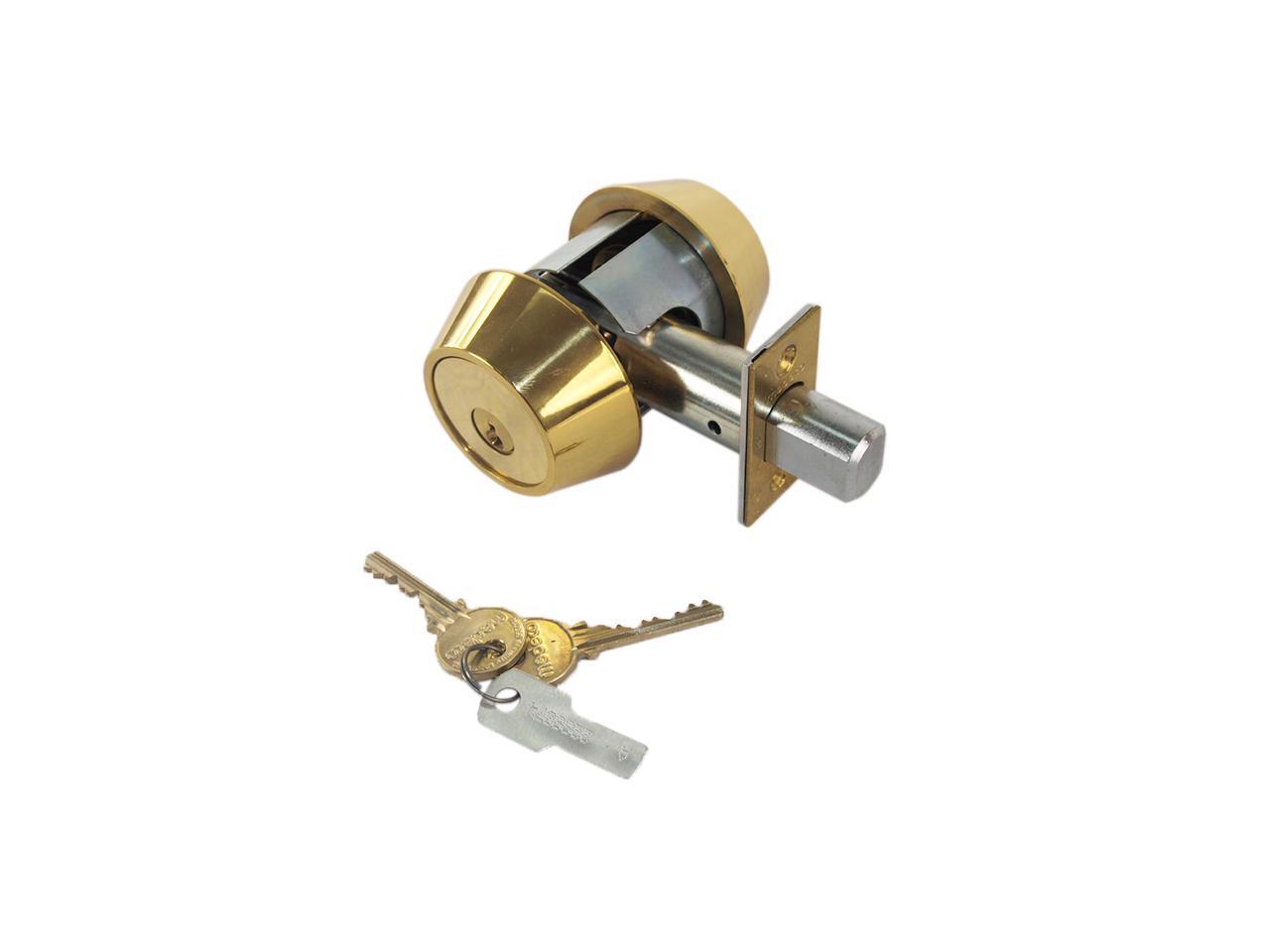 Medeco 1102020500 Bright Brass, Double Cylinder Tubular Deadlock