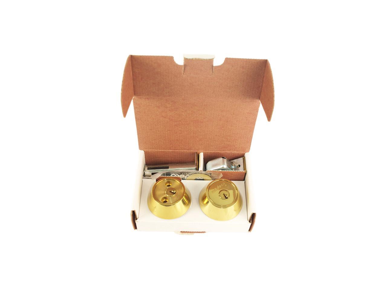 Medeco 1102020500 Bright Brass, Double Cylinder Tubular Deadlock