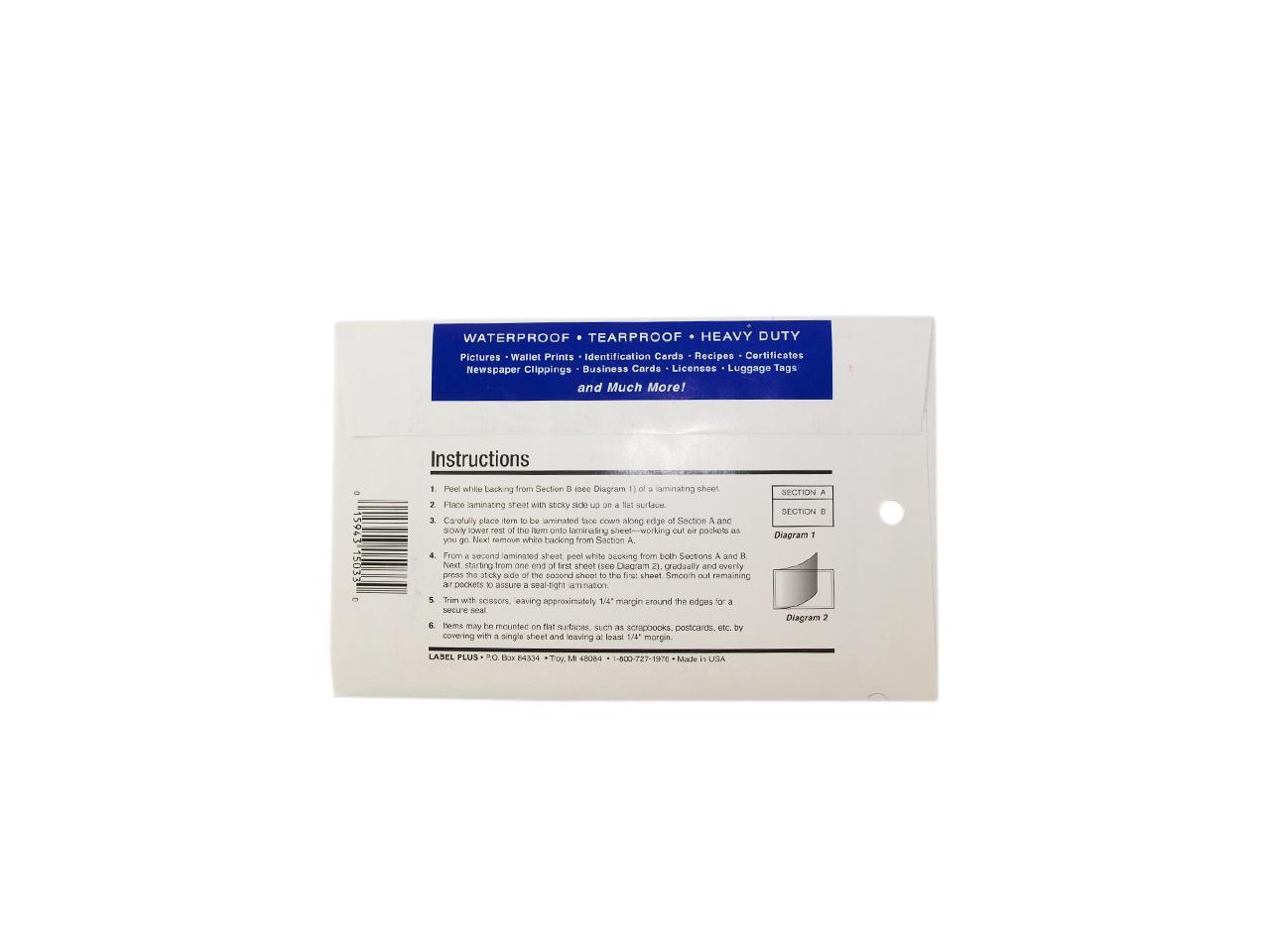 Label Plus 15034 "The Protector" Clear Plastic Laminating Sheet 41/2