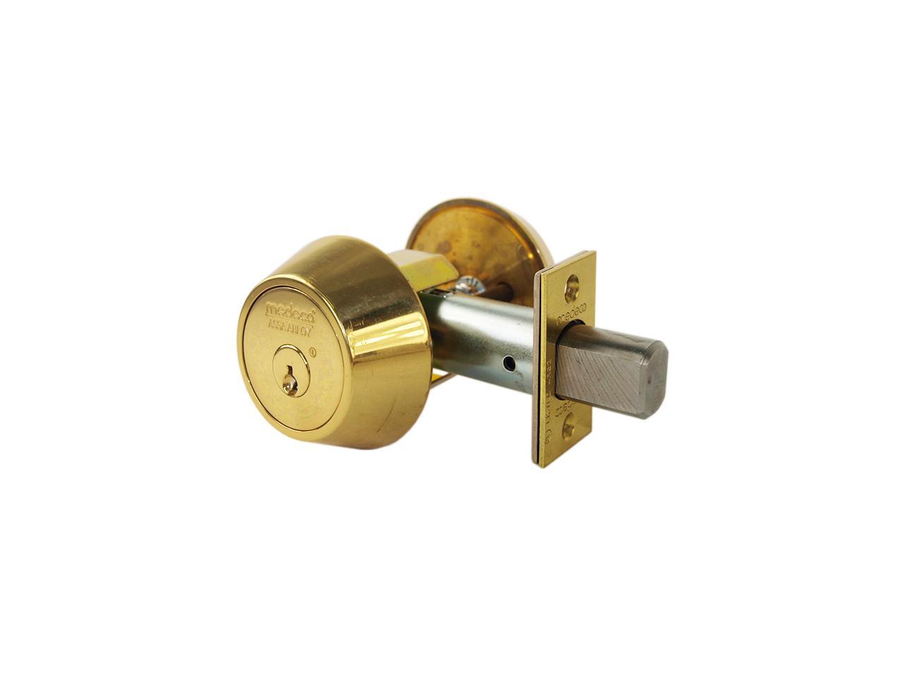 Medeco, 1101000500, Bright Brass, Single Cylinder Deadbolt, 23/8