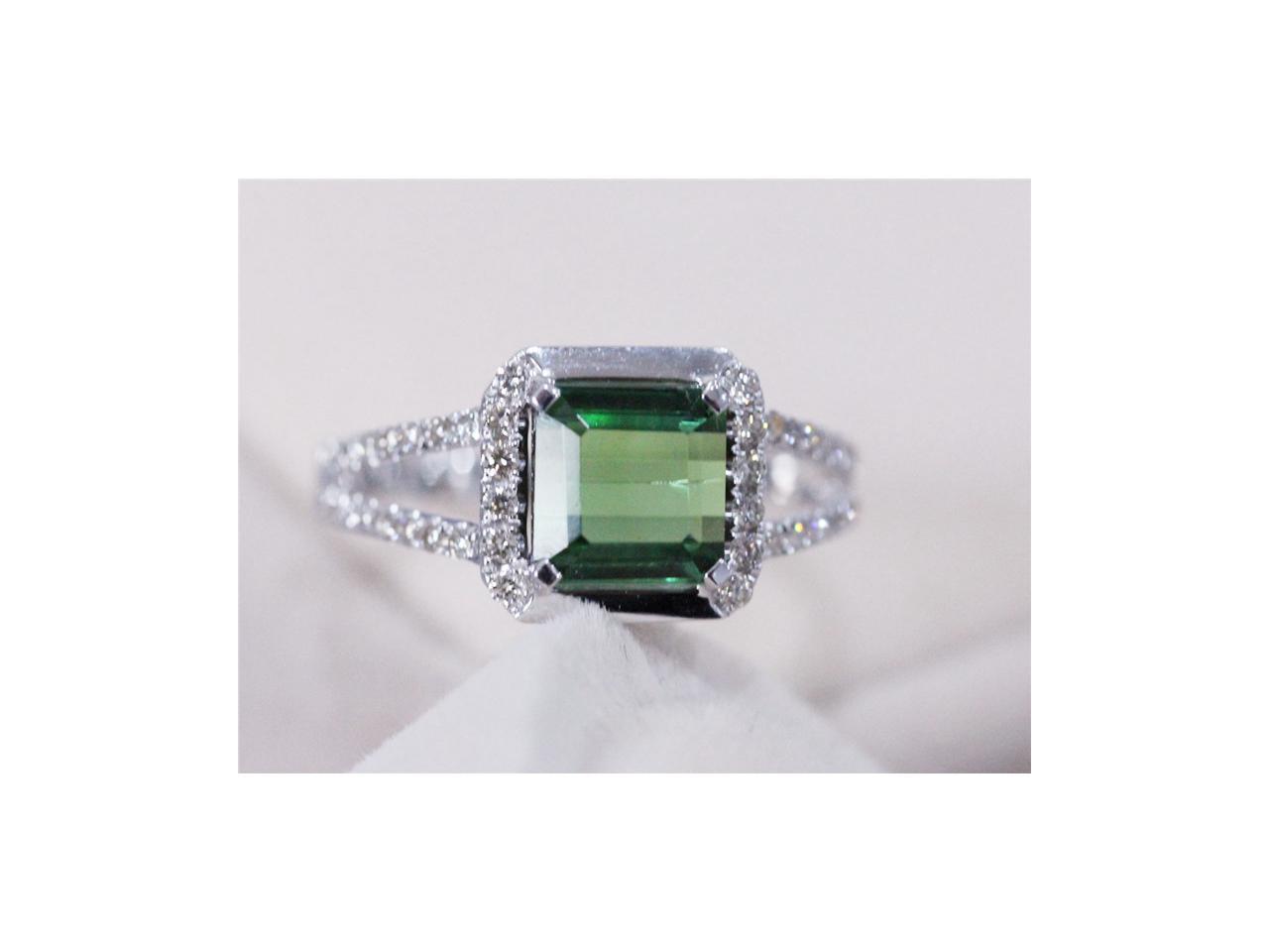 Green amethyst ring white gold anniversary ring for women round cut gemstone ring