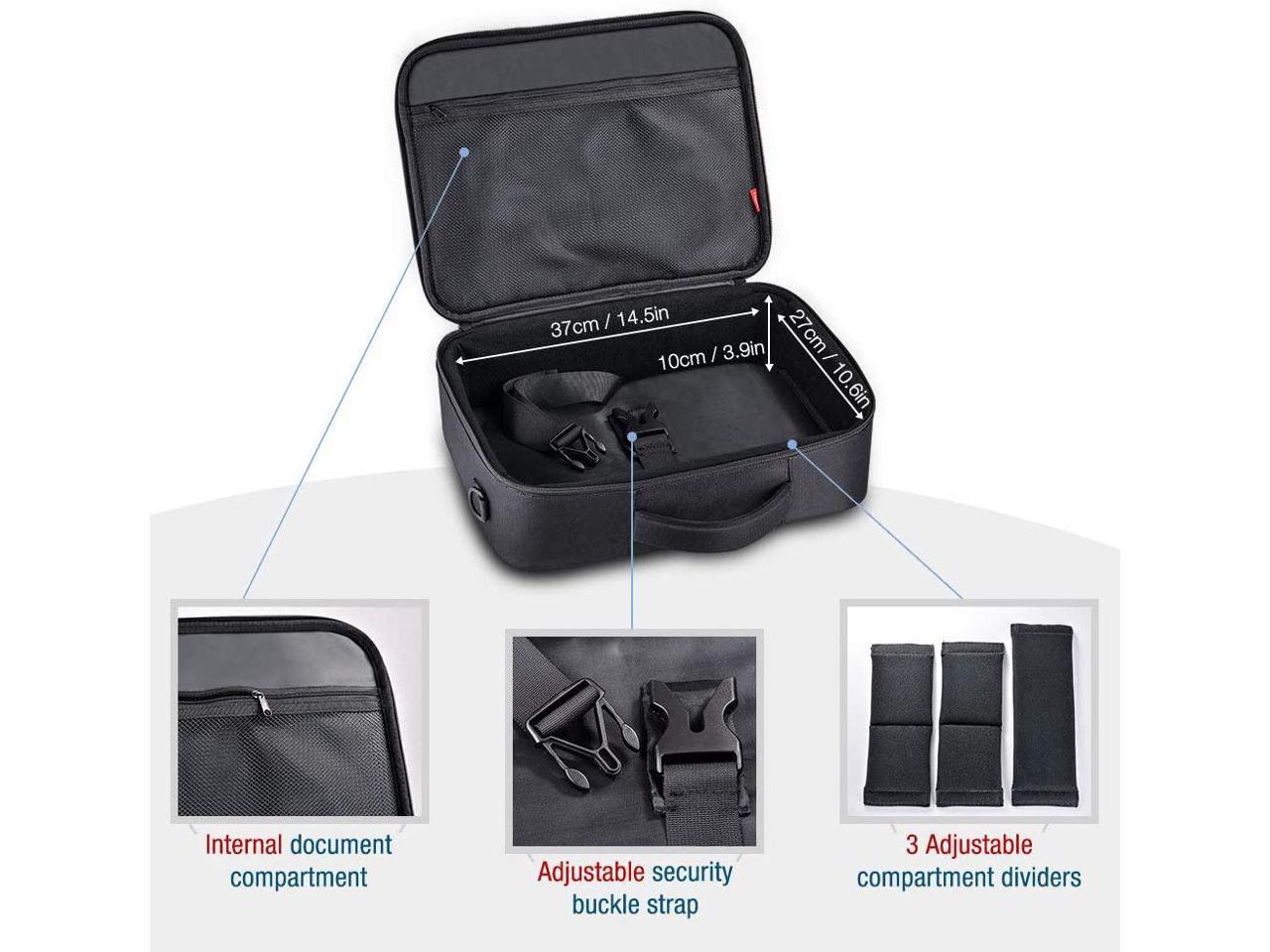 Sony Benq LG Epson Small Projector Case TYCKA Projector Travel Carrying Bag -36x26x12cm- with Adjustable Shoulder Strap & Compartment dividers for for Acer
