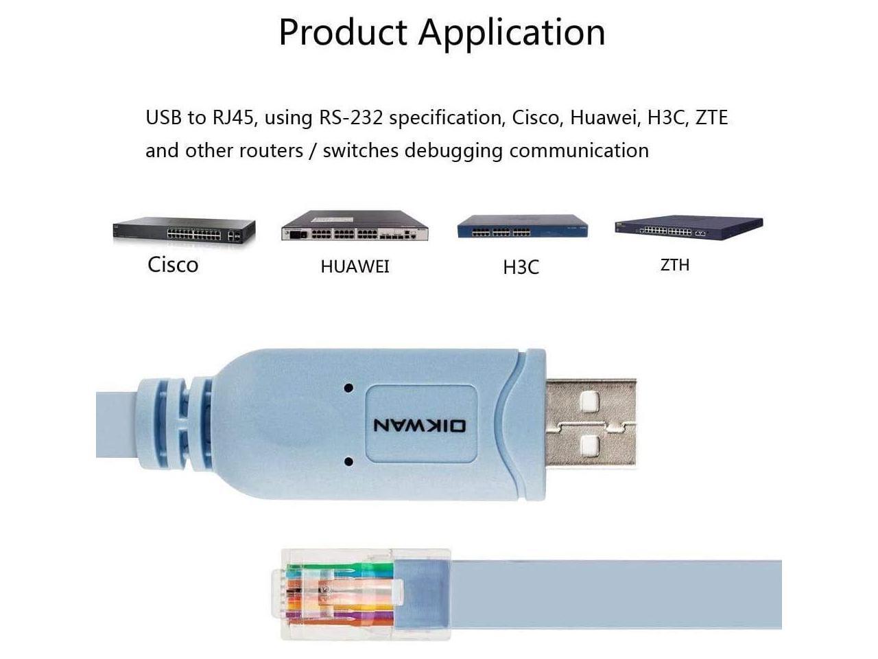 OIKWAN Console Cable USB to RJ45, USB Cable Compatible with Routers