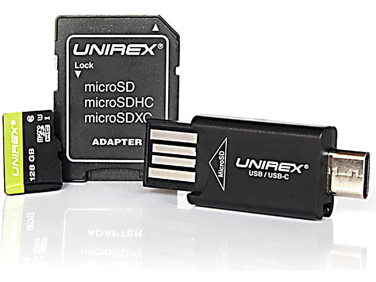 Unirex 128GB U1 MicroSD Card with SD Adapter and USB A to USB C MicroSD  Reader, Reads MicroSD, MicroSDHC, MicroSDXC | Compatible with Laptop, or  Tablet, Smartphone - Newegg.com