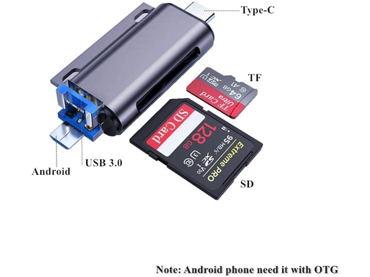 SD TF Card Reader, Type-c to USB Micro USB Multifunction 5-in-1 