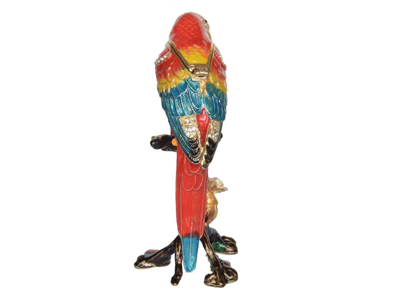 Details about   Red MACAW Parrot Trinket Box Perched Tree Magnetic Closure New 3130 