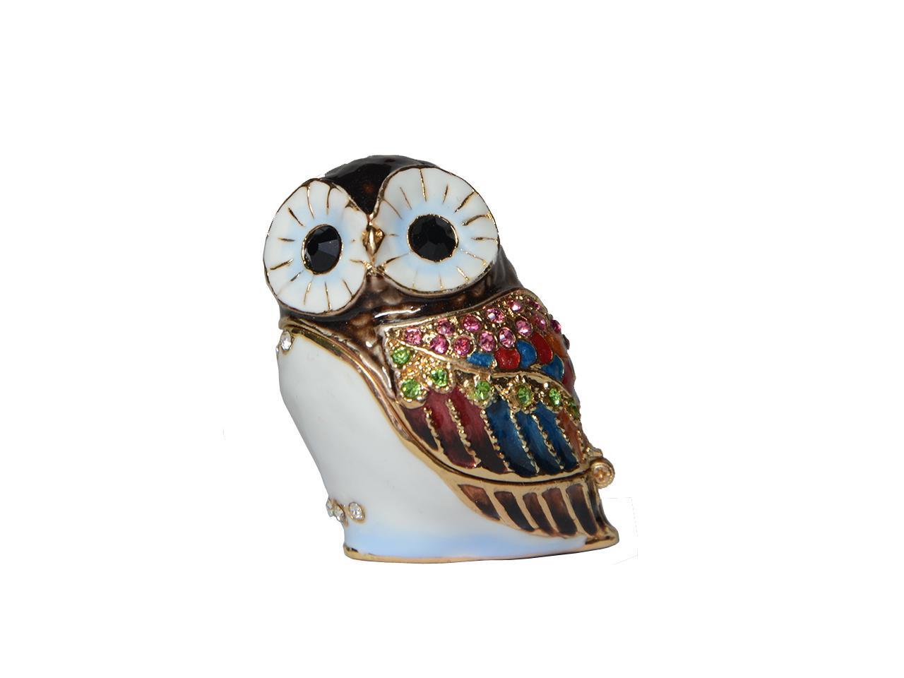 Parrot Bird Jewelry Trinket Box with Hinged Lid Enamel Jeweled Crystals Ornament 