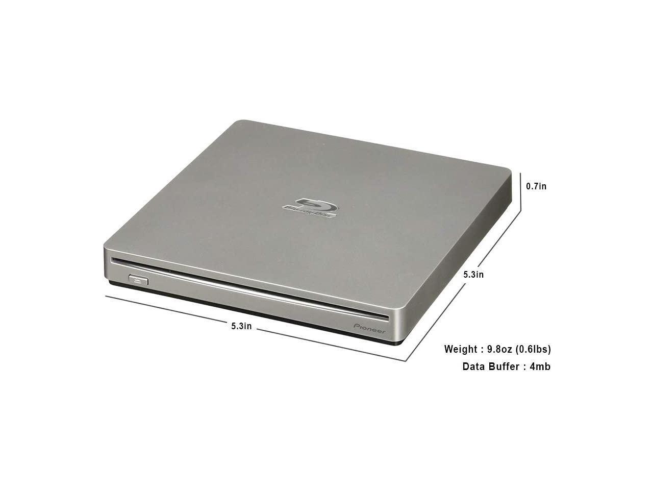 Pioneer BDRXS07S Portable 6X Bluray Burner External Drive Bundle with