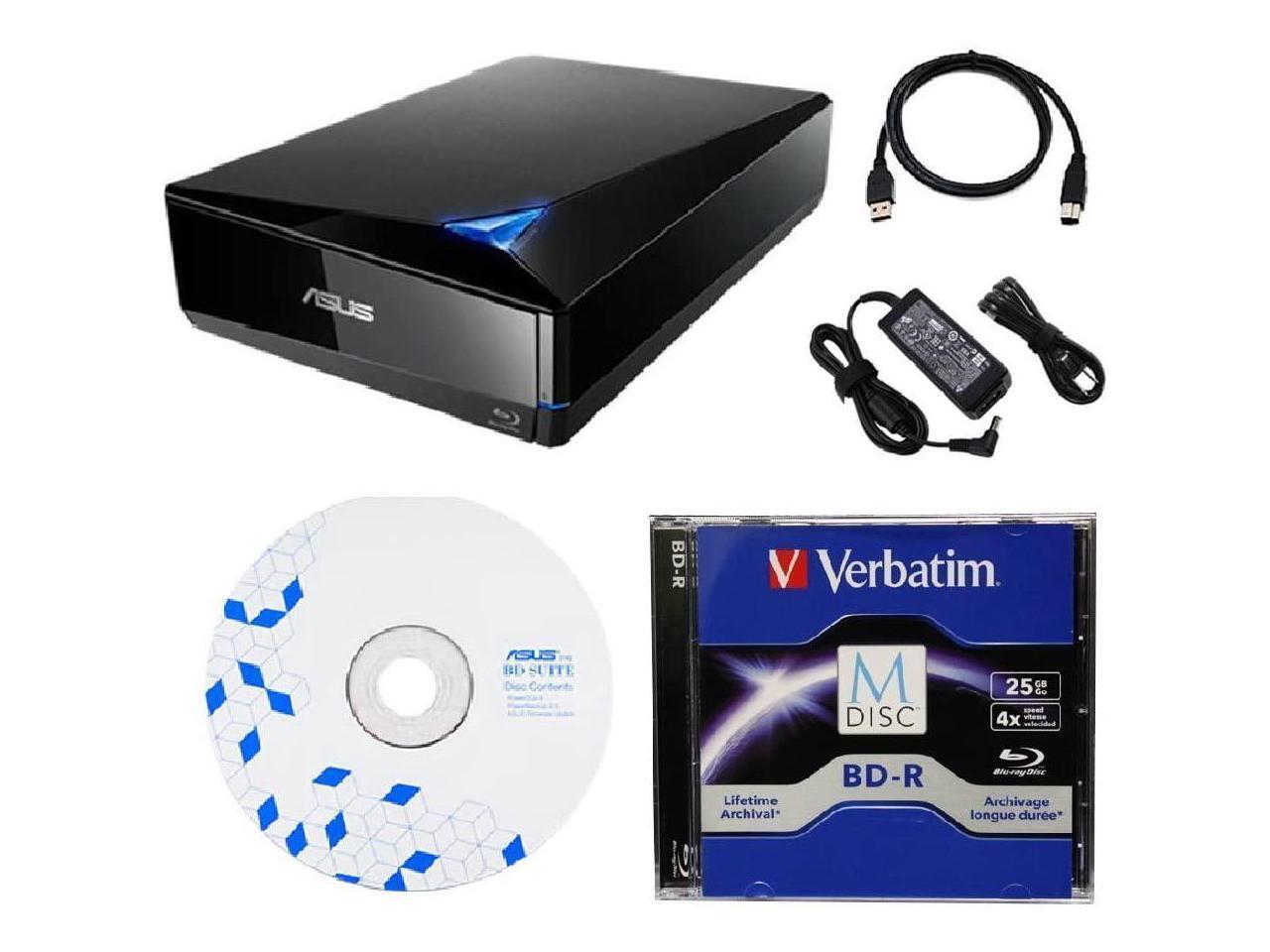 Asus BW16D1XU 16x External Bluray Drive Bundle with 25GB Verbatim M