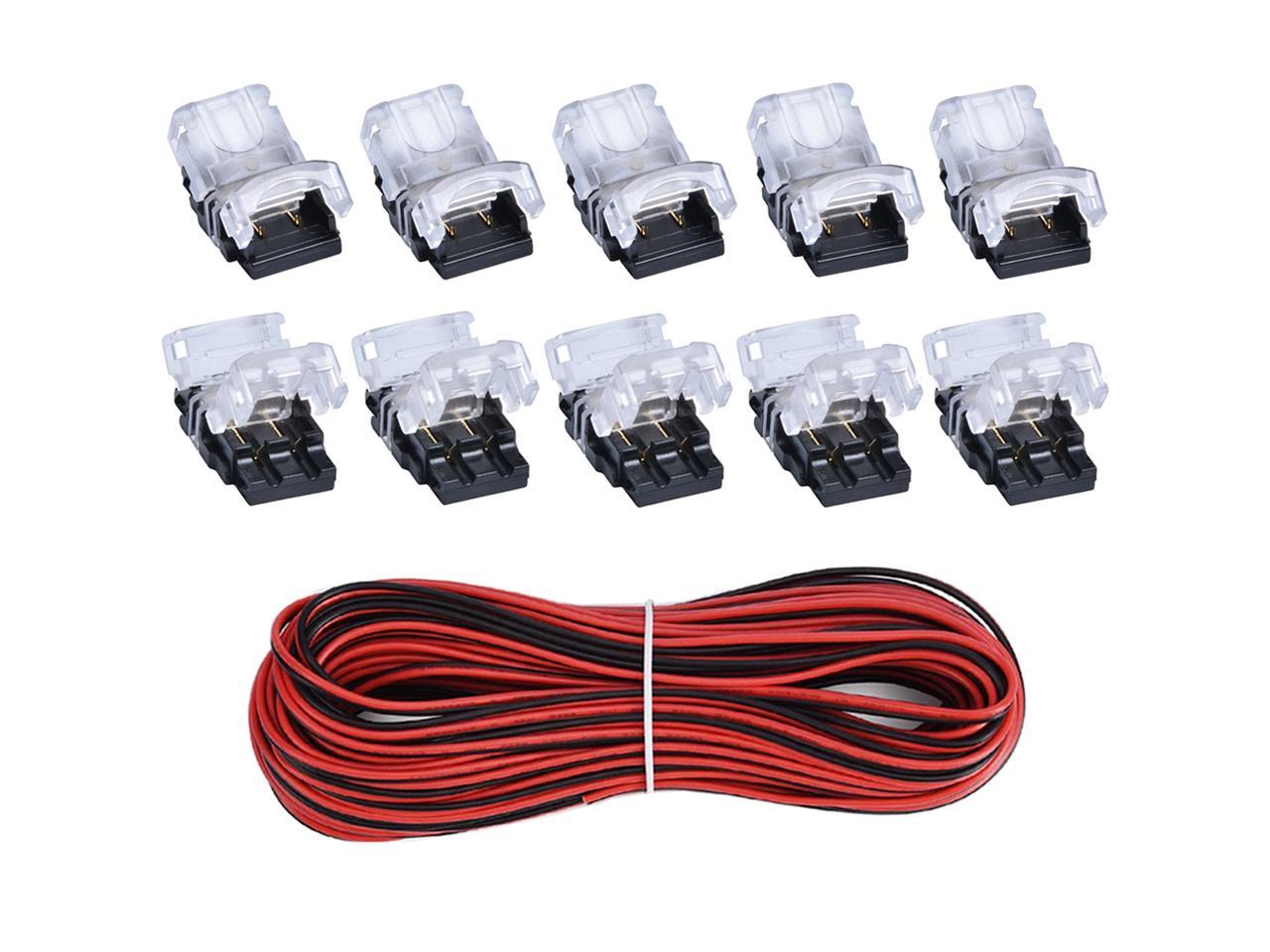 SUPERNIGHT 10 Pack 4 Pin LED Connector for Non-Waterproof 10mm RGB 5050 5630 LED Strip Lights Strip to Wire Quick Connection Without Stripping Wire 