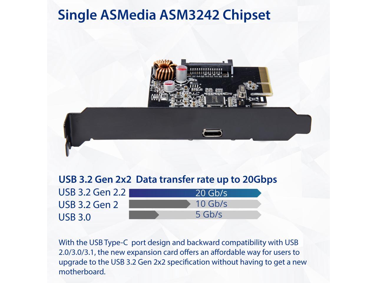 Single Port USB-C 3.2 Gen 2x2 PCI-e Gen 3 x4 Expansion Card - Newegg.com