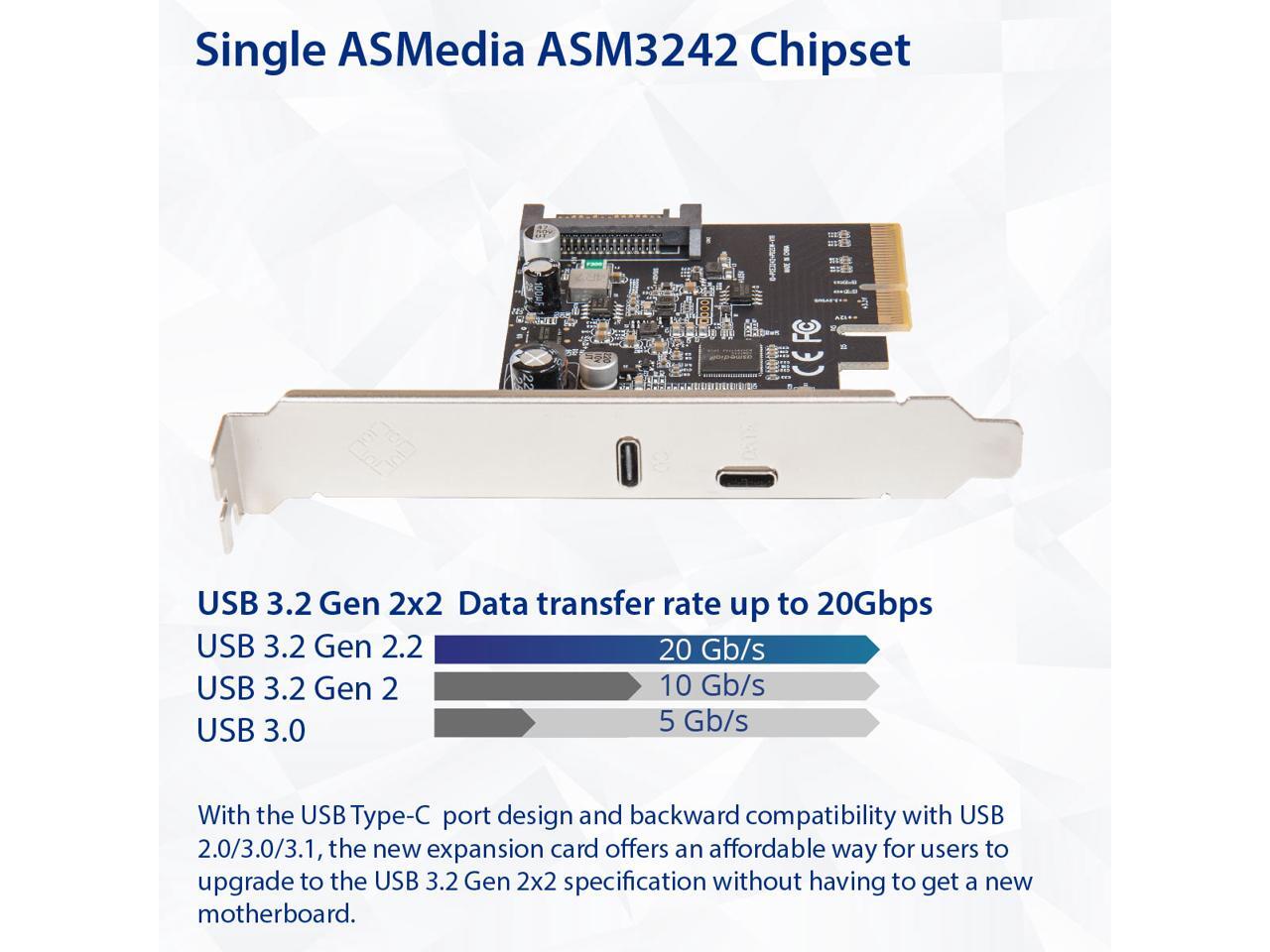 USBC 3.2 Gen 2x2 + 20W Power Delivery Port PCIe Gen 3 x4 Expansion