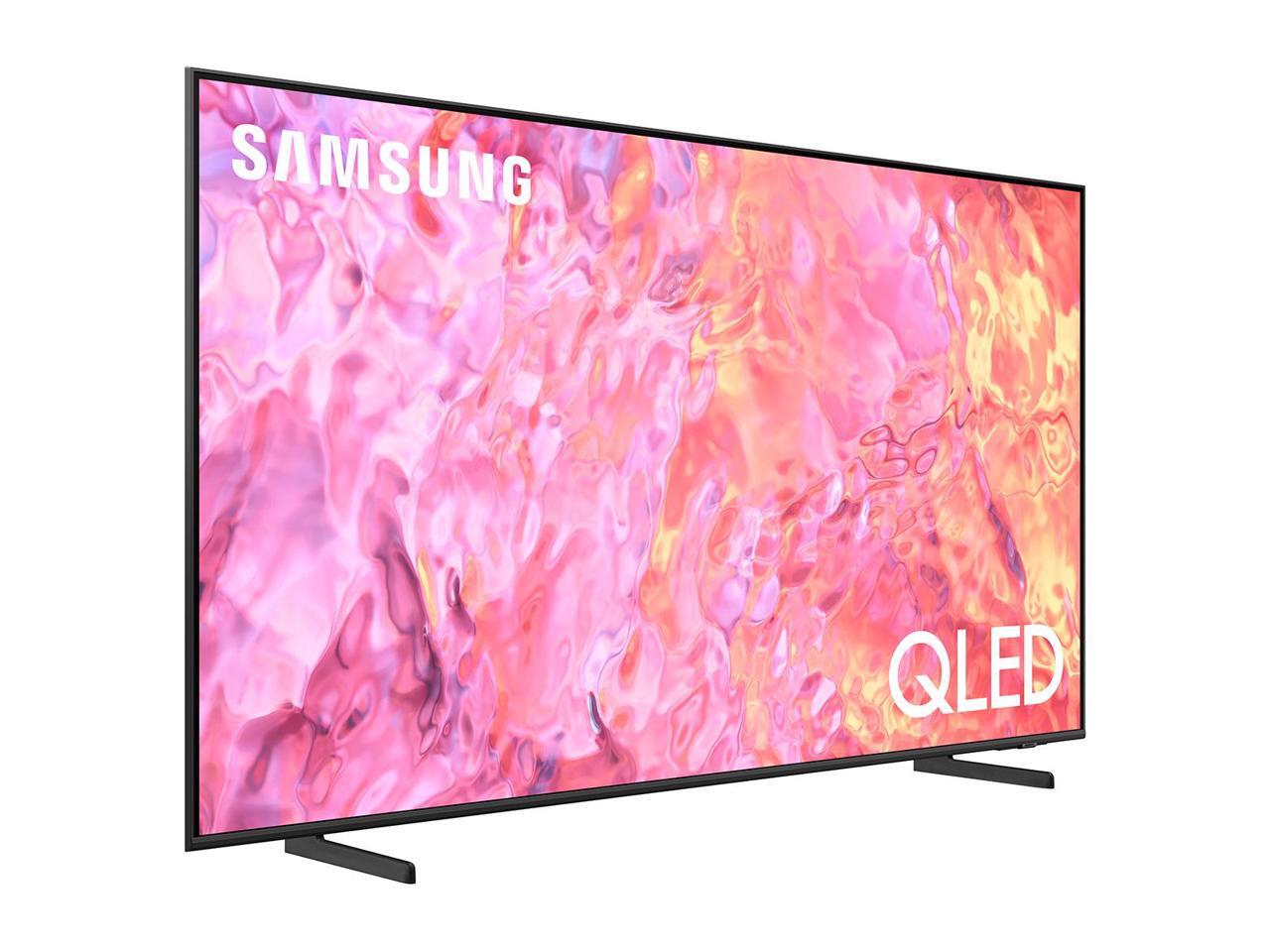 Samsung QN50Q60CAFXZA 50" QLED 4K Quantum HDR Dual LED Smart TV with a Sanus VMPL50AB1 Tilting