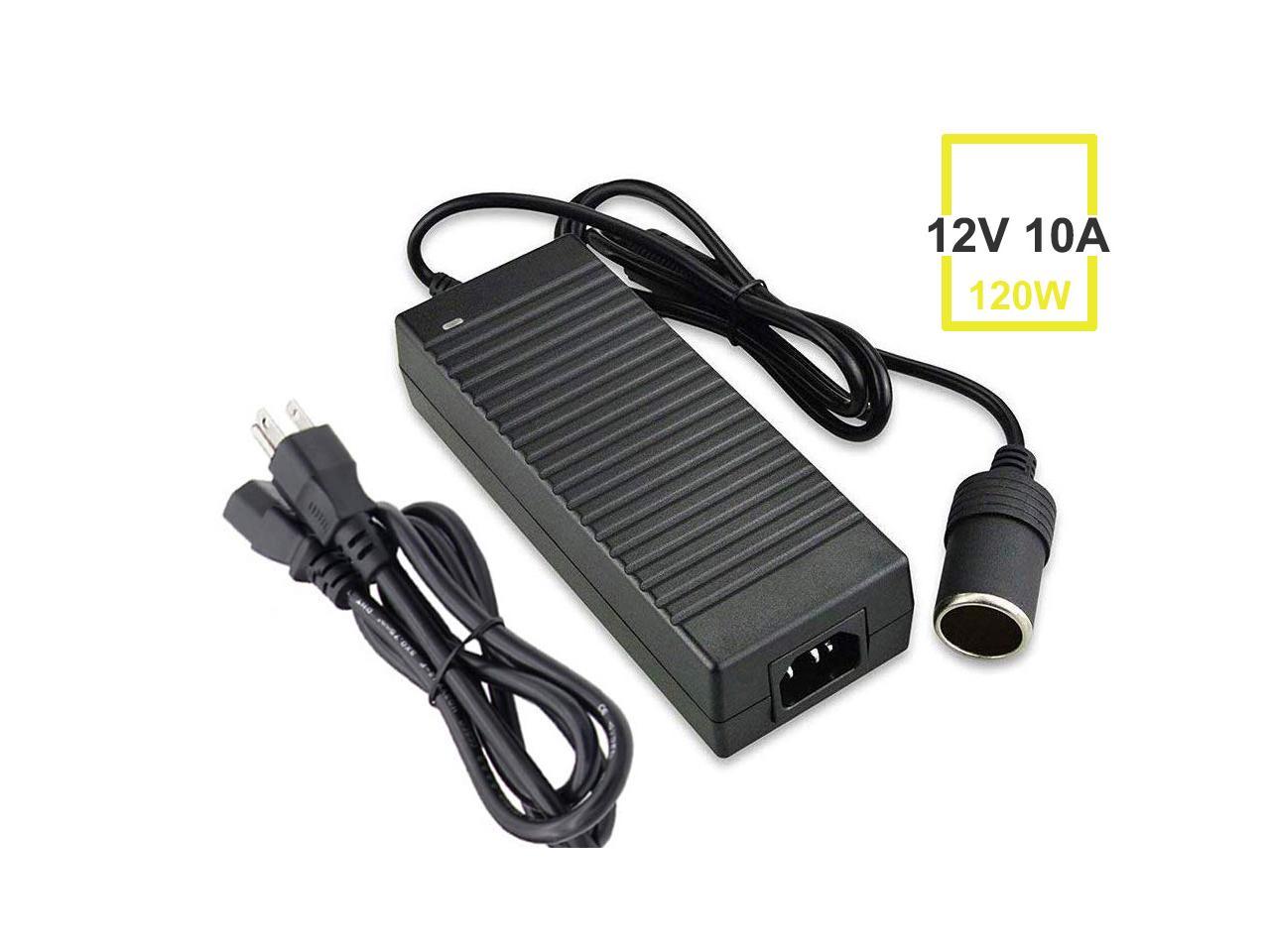 Ac To Dc Converter 10a 120w 110 220v To 12v Car Cigarette Lighter Socket Ac Dc Power Supply Adapter For Air Compressor Tire Inflator And Other 12v Devices Under 120w Black Newegg Com