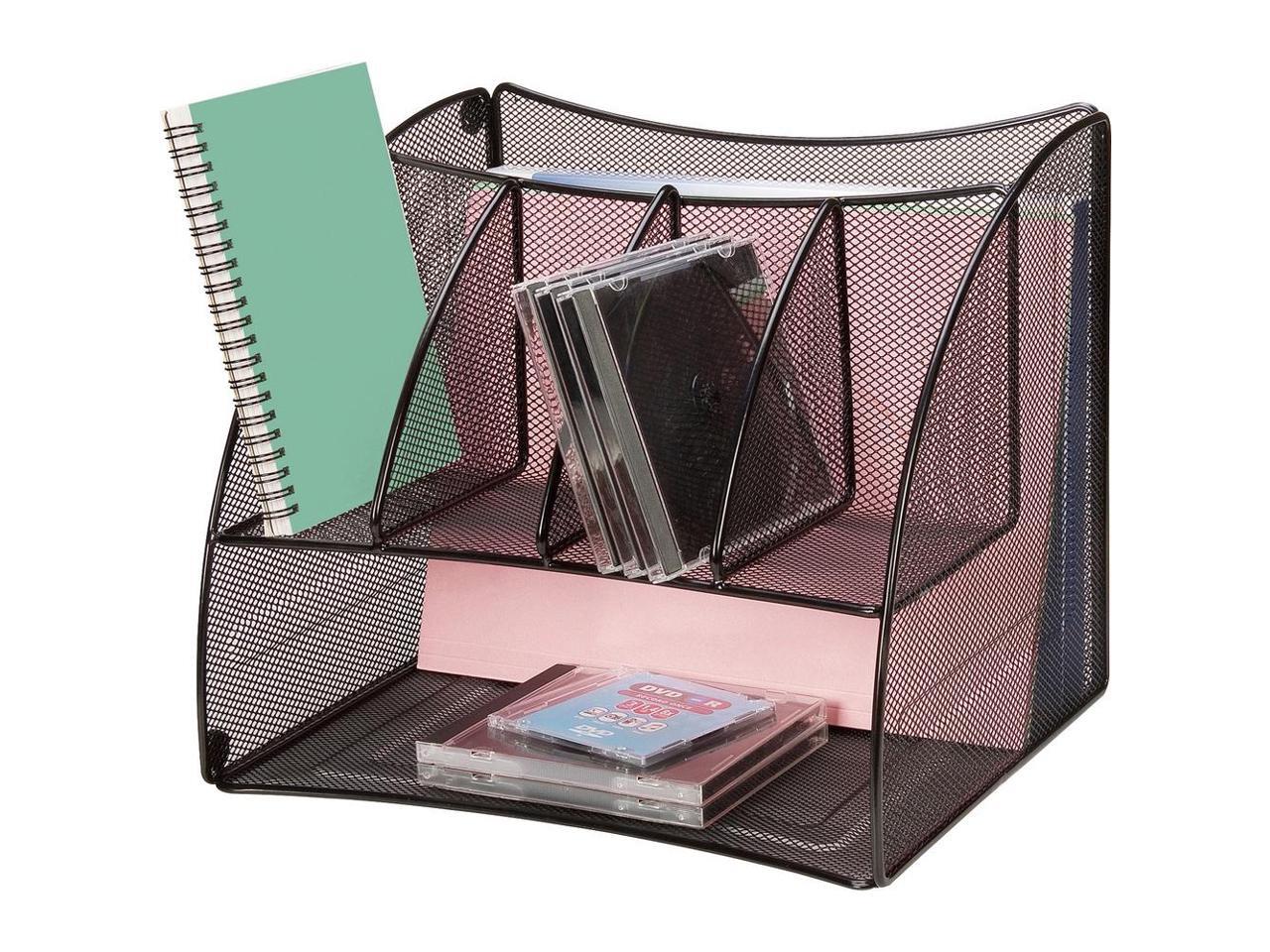 Lorell Corner Desk Organizer 107/8"x107/8"x13" Black Mesh 95252
