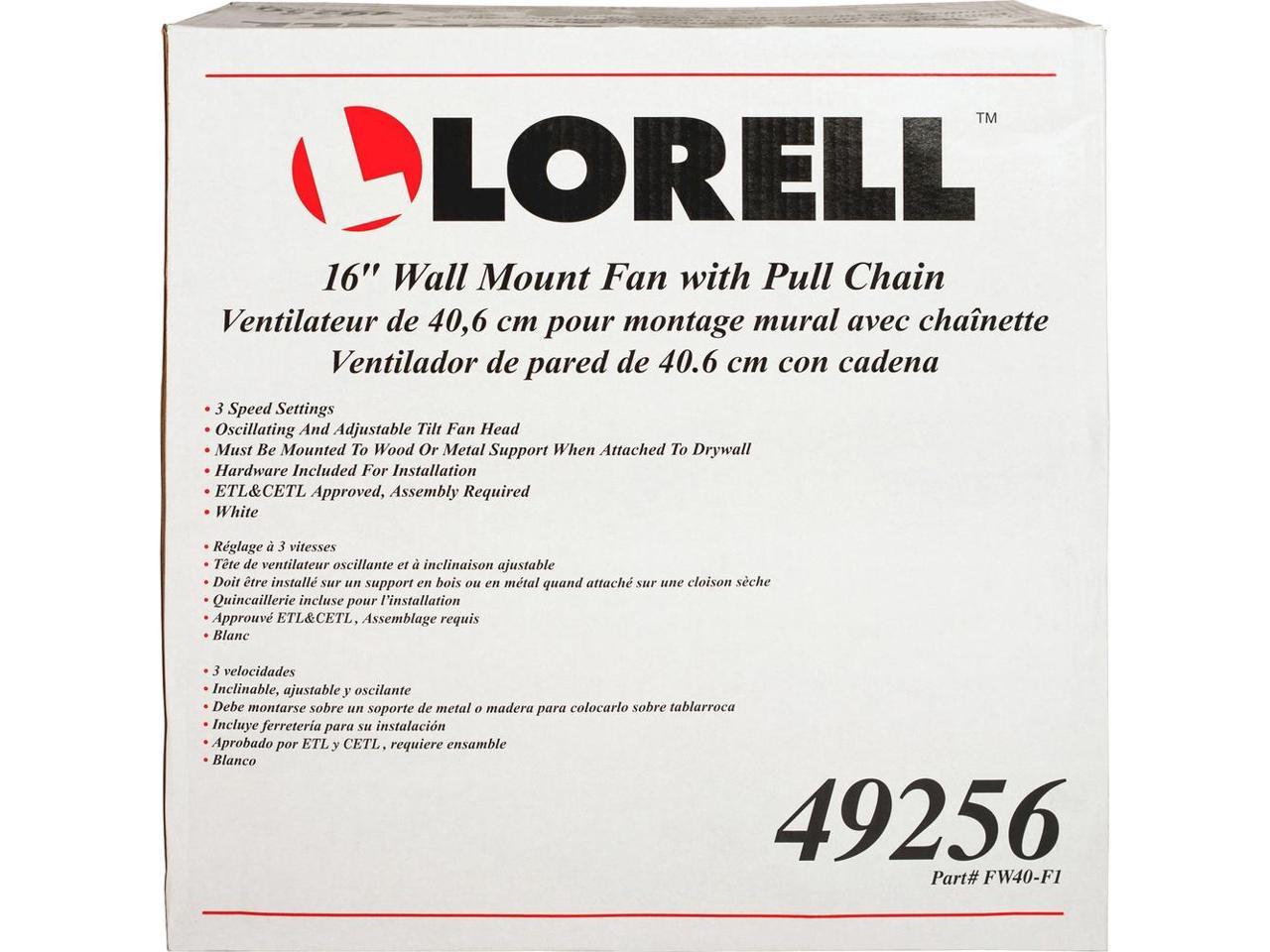 Lorell 16" Wall Mount Fan Pull Chain 9-1/4"x18-1/9"x18-1/2" WE 49256 