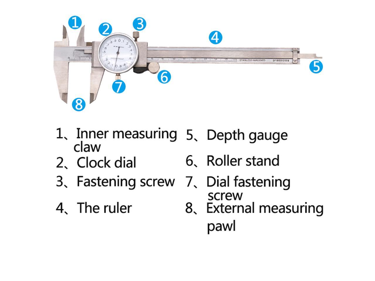 Vernier Caliper 150mm Stainless Steel Dial Caliper Analog Precision