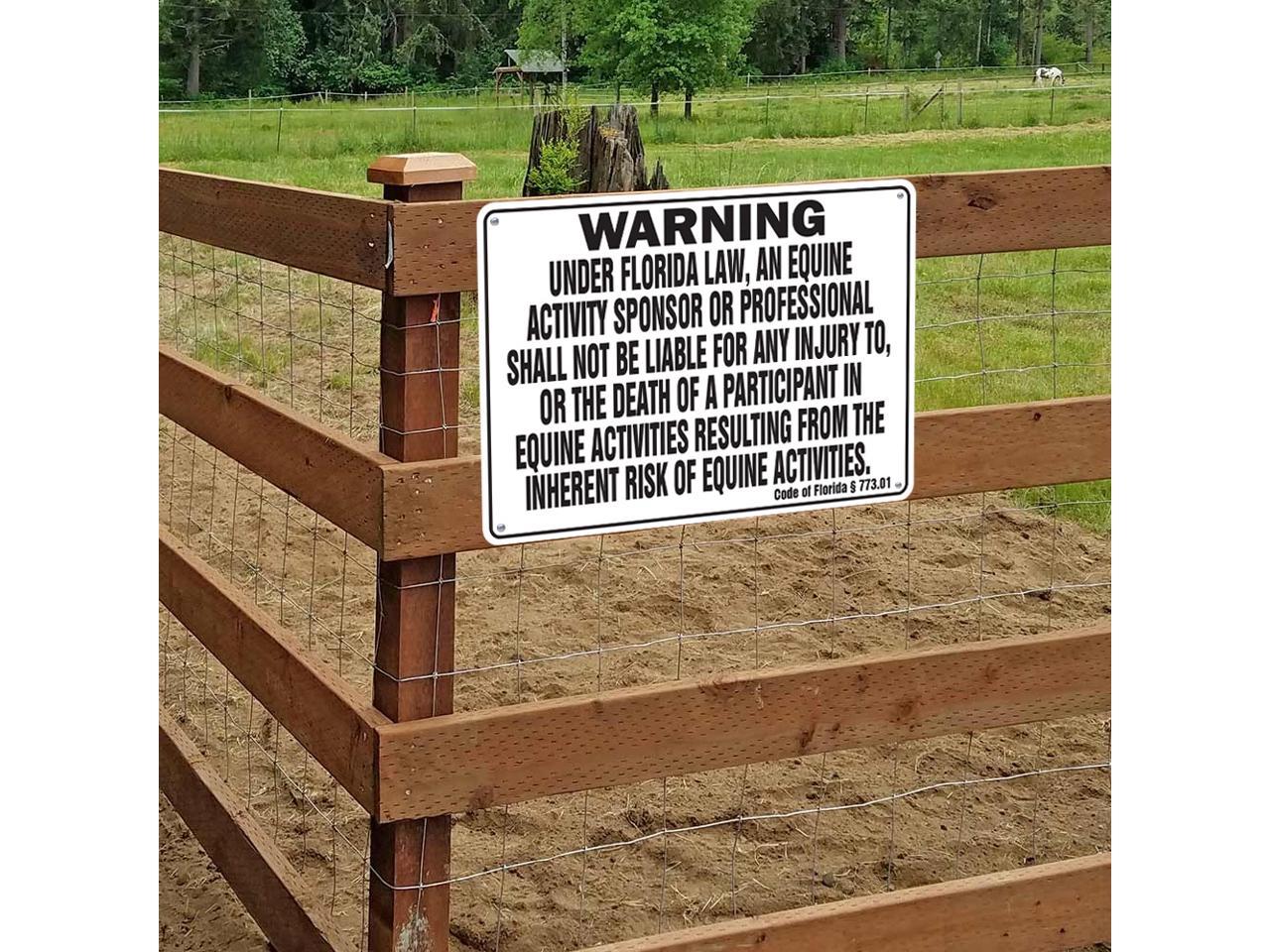 Warning Under Florida Law An Equine Activity Osha Metal Aluminum Sign 